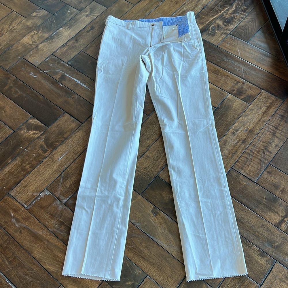 Frank’s pants made in USA 🇺🇸 trim fit plain front stone color unhemmed trouser